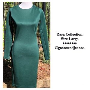 ZARA Collection Long Sleeve Green Dress